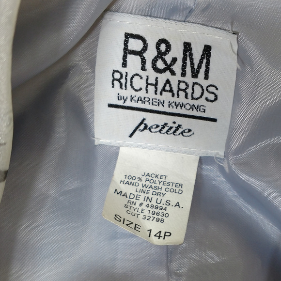 Purple Embroidered Button Up Jacket and Skirt Set by R&M Richards By Karen Kwong